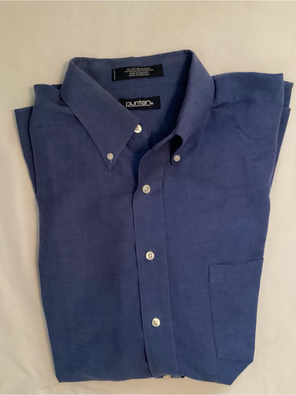 Puritan Dark Blue Cotton Blend Men’s Button Down Dress Shirt Size 17.5”